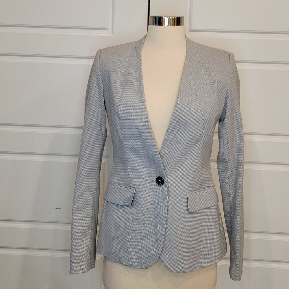 ZARA BASIC COLLECTION GRAY HOUNDSTOOTH BLAZER SIZE 2